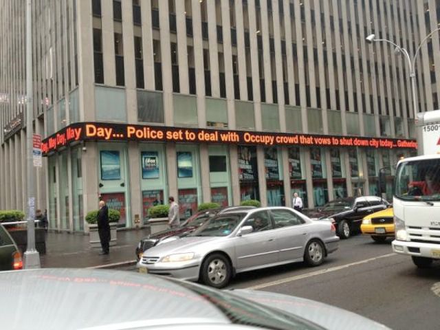 "Police set to deal with Occupy crowd that vows to shut down city today" - Fox News ticker at News Corp.